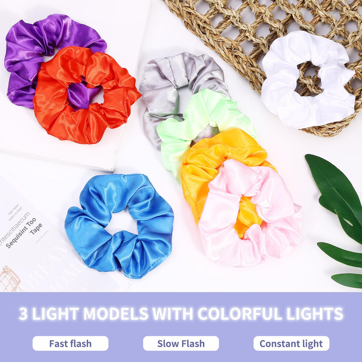 Piklodo LED hair scrunchie showing slow flash mode for subtle glow.