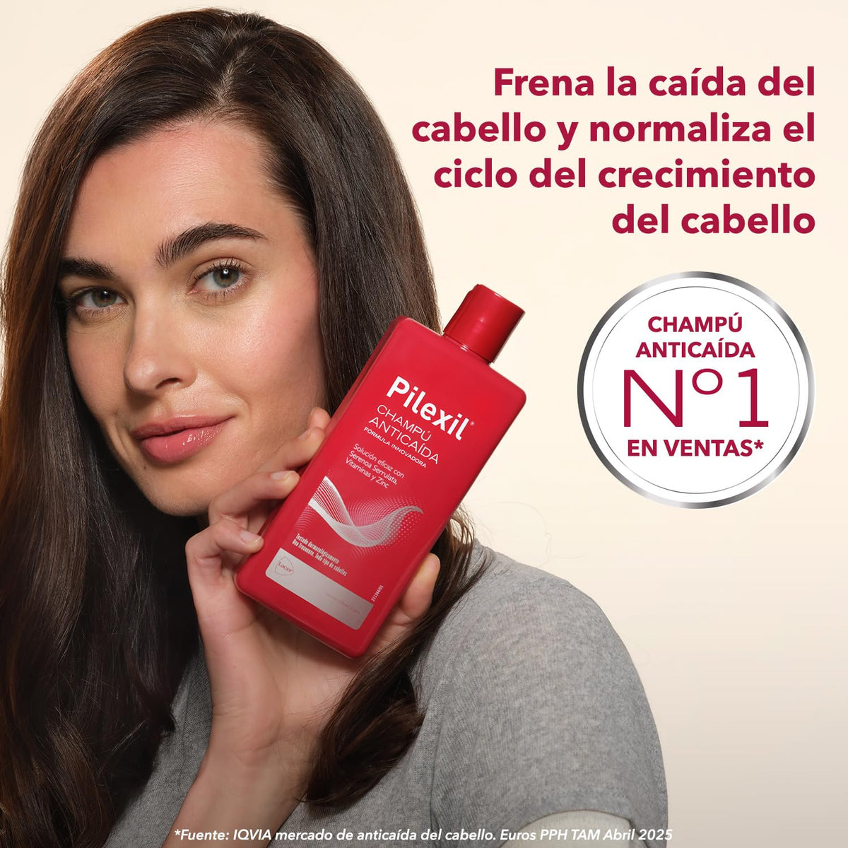 Pilexil anti-hair loss shampoo bottle side view showing product details
