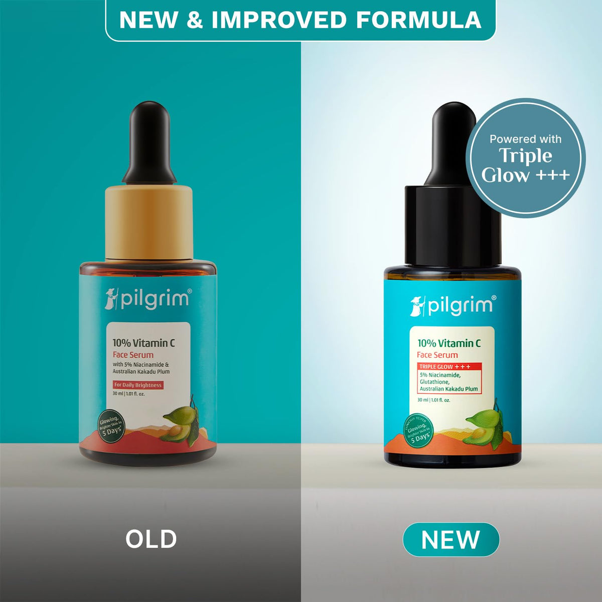 Pilgrim niacinamide 5% serum bottle improves texture and minimizes pores