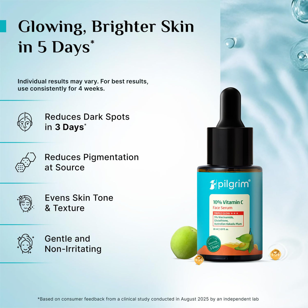 Pilgrim serum being applied to cleansed skin for smooth absorption