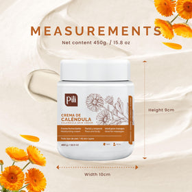 Pili Natural Calendula Repair Cream on face or body for daily moisture.