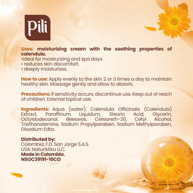Pili Natural Calendula Repair Cream packaging and product display.