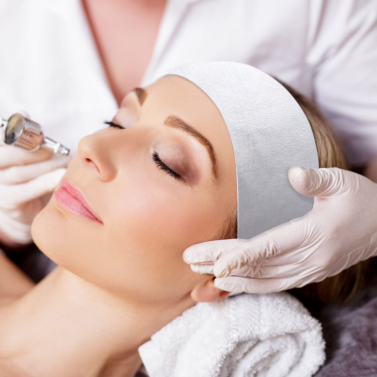 Pimoys headband used during face washing and makeup routines to keep hair back