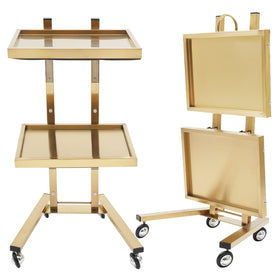 Pinelicorn 2-tier cart top view highlights sturdy stainless steel surface ideal for salon prep.