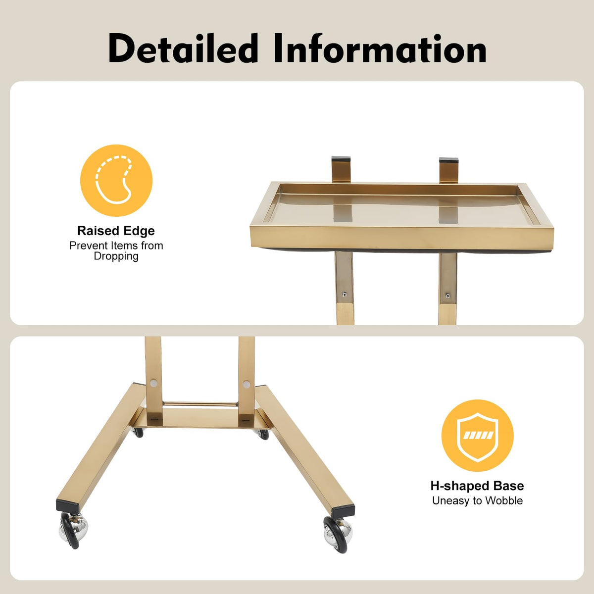 Pinelicorn golden rolling cart full setup demonstrates ample space and organization.