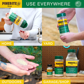 Pinerite Powdered Hand Soap hands lathering shows skin-friendly cleansing.