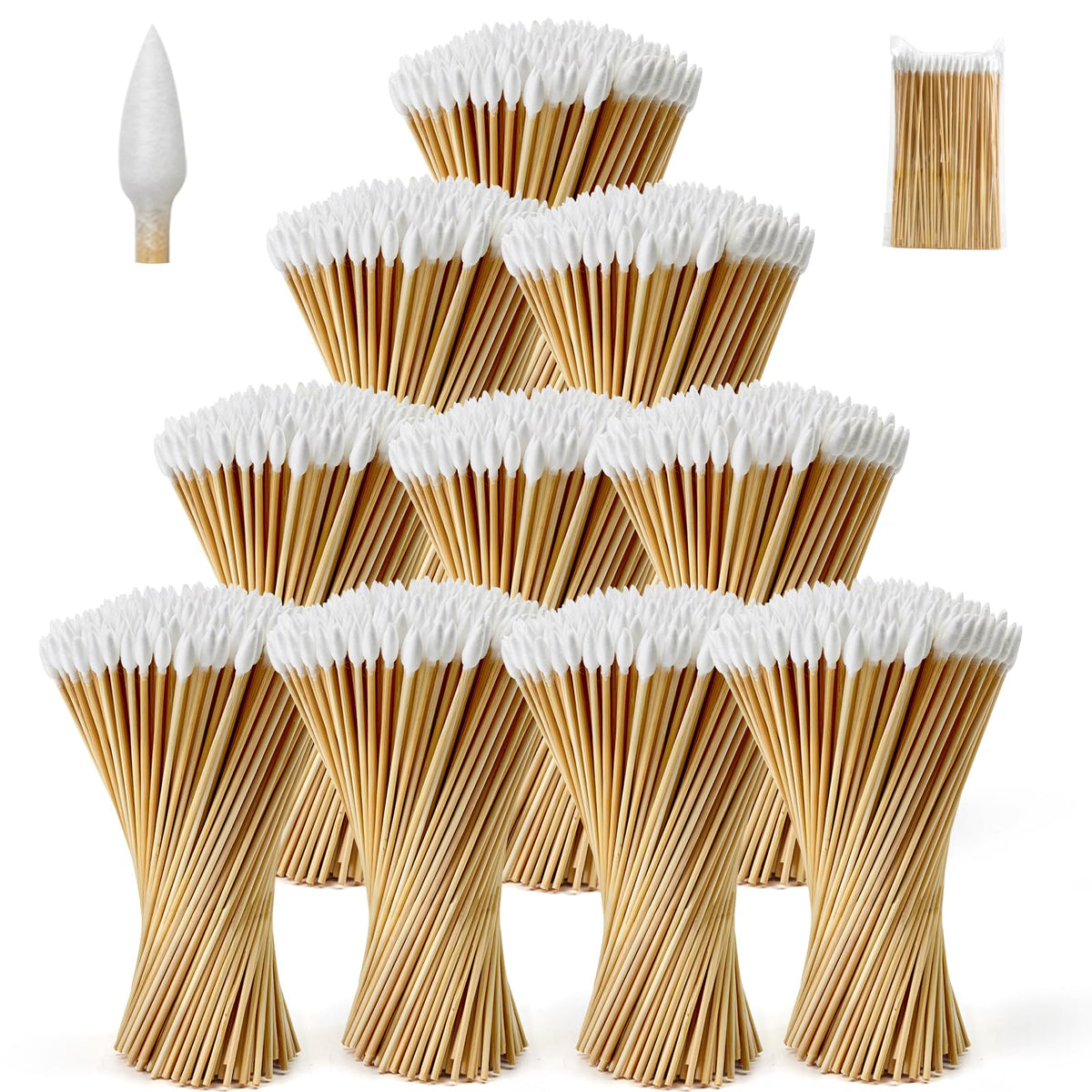 PINGMIC 6-inch gun cleaning swabs with a lint-free bamboo handle for precise reach.