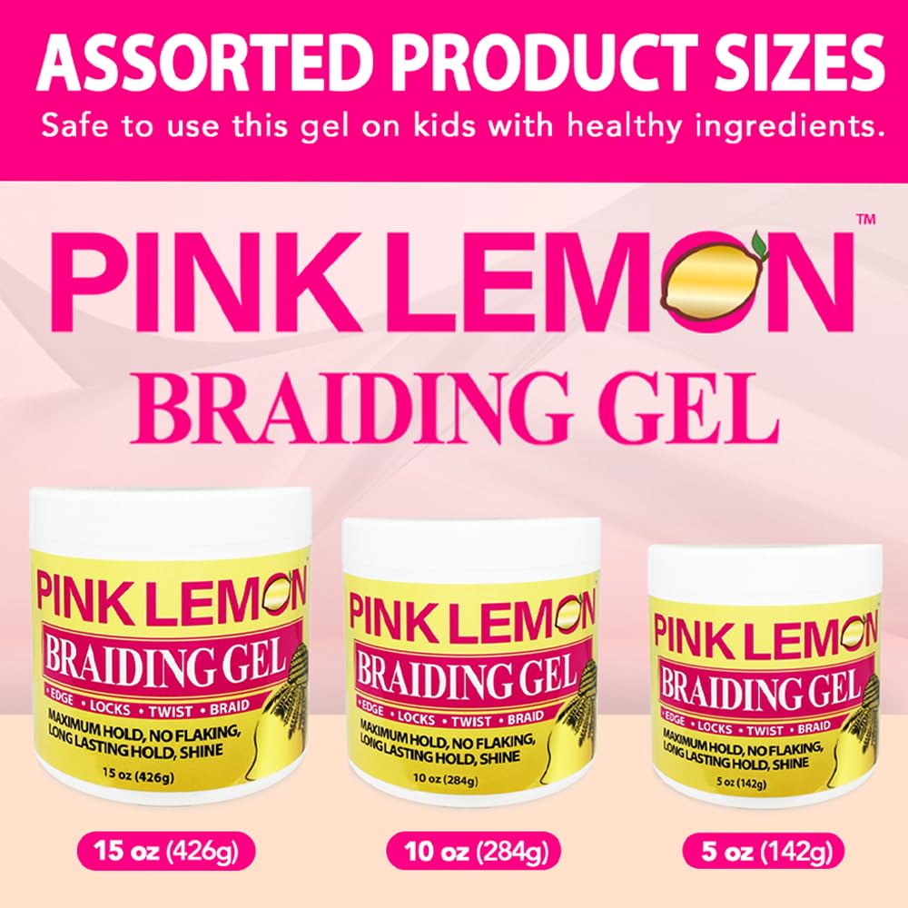 Pink Lemon Braiding Gel maximum-hold performance for durable styles.