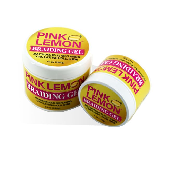 Pink Lemon Braiding Gel packaging front shows a 10 oz bottle.