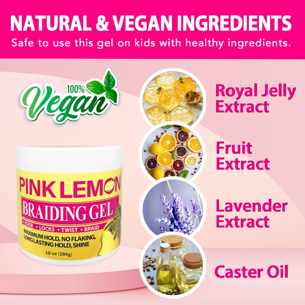 Pink Lemon Braiding Gel smoothing-edges action creates clean edges.