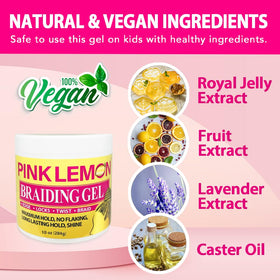 Pink Lemon Braiding Gel smoothing-edges action creates clean edges.