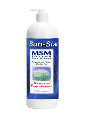 Pink Rhyme MSM Natural Lotion 32 oz bottle emphasizes rich, all-natural formula for daily use.