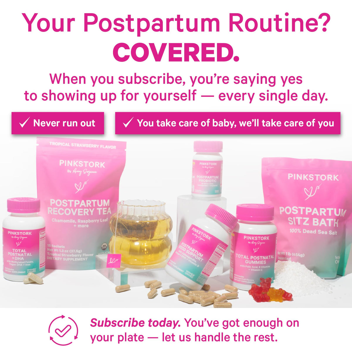 Pink Stork Postpartum Sitz Bath Soak in a warm sitz bath setup for recovery.