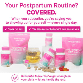 Pink Stork Postpartum Sitz Bath Soak in a warm sitz bath setup for recovery.