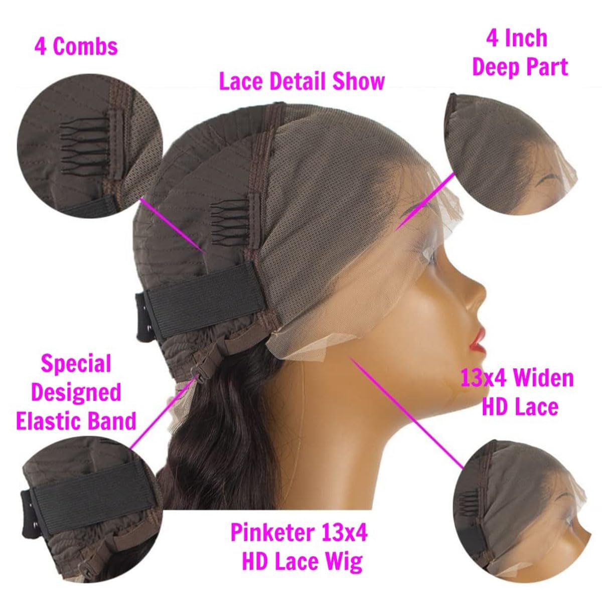 Pinketer pre-plucked 180-density wig with easy parting