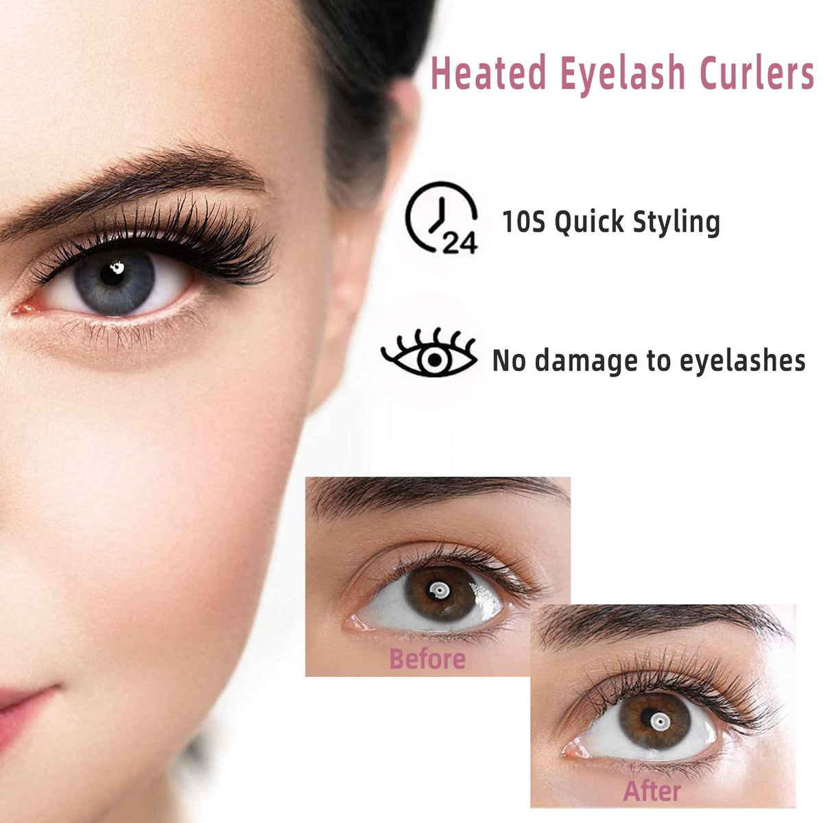 Pinkiou curler delivering long-lasting curls with mascara