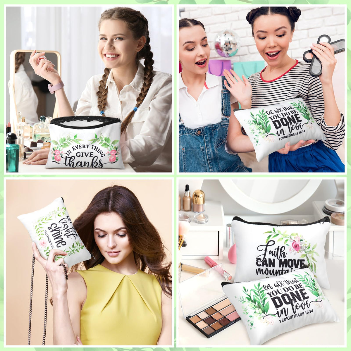 Pinkunn Bible Leaves organization companion canvas bag for bags and totes.