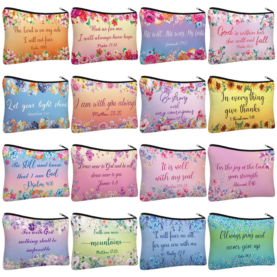 Pinkunn Bible verse canvas makeup bag hero for everyday spiritual-inspired storage