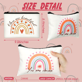 Pinkunn rainbow canvas pouch for daily use, durable and fade-resistant.