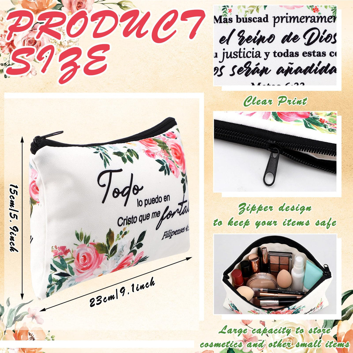 Pinkunn canvas bag set with inspirational Spanish floral designs for gifts