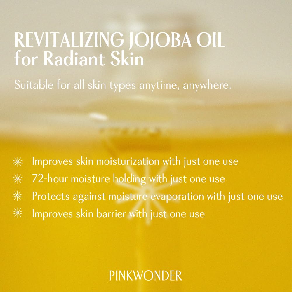 PINKWONDER Jojoba Oil in amber bottle suggests premium organic oil for skin and hair