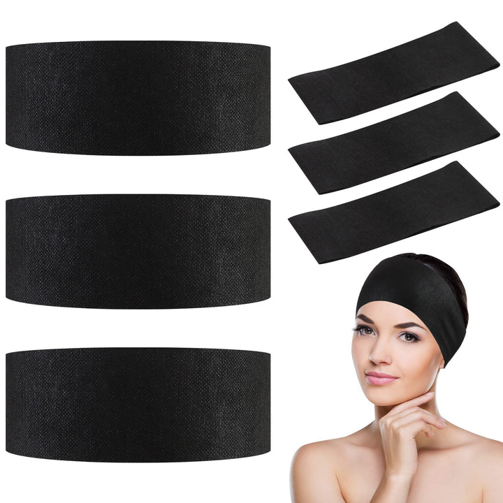Pinkxhy disposable spa headband in black secures hair during skincare.