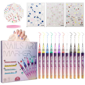 Pintada 0.5mm fine tip pens close-up for precise nail lines and details