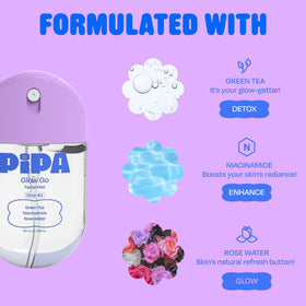 Pipa Glow Go rose-water-closeup, organic hydration and soothing scent.