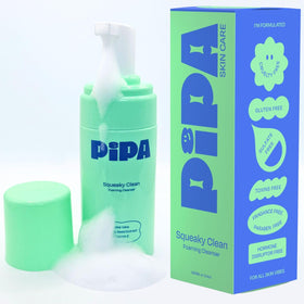 Pipa Skincare Squeaky Clean bottle cap close-up, fragrance-free and gentle for daily use