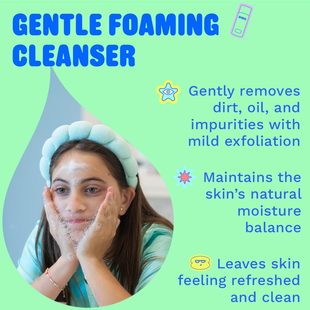 Pipa Skincare Squeaky Clean foaming lather reveals light cleansing suitable for tweens