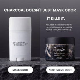 Activated charcoal absorbing moisture and neutralizing odors naturally.