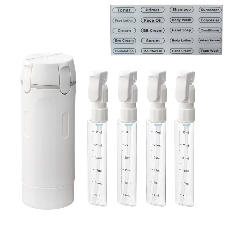 PIQOLA 4-in-1 travel dispenser outer shell with four 30ml bottles in a protective case