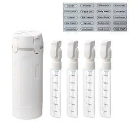 PIQOLA 4-in-1 travel dispenser outer shell with four 30ml bottles in a protective case