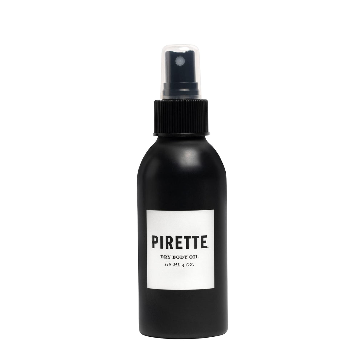 PIRETTE dry body oil spray bottle provides all-over hydration with a non-greasy feel.