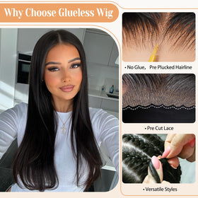 PISRY 24-inch glueless wig straight human hair enables easy, natural daily wear.