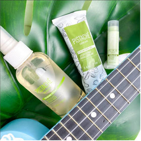 Pistache Skincare Cruelty-free packaging printed with wind energy.