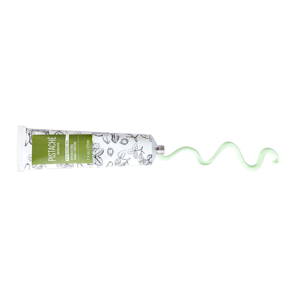 Pistaché Skincare hand cream texture close-up reveals creamy, non-greasy finish