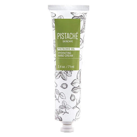 Pistaché Skincare pistachio oil hand cream pump bottle showing long-lasting hydration