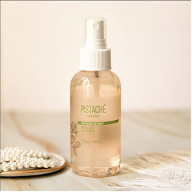 Pistache Skincare Sweet Nutty Biscotti fragrance in a spritz bottle for cozy scent.