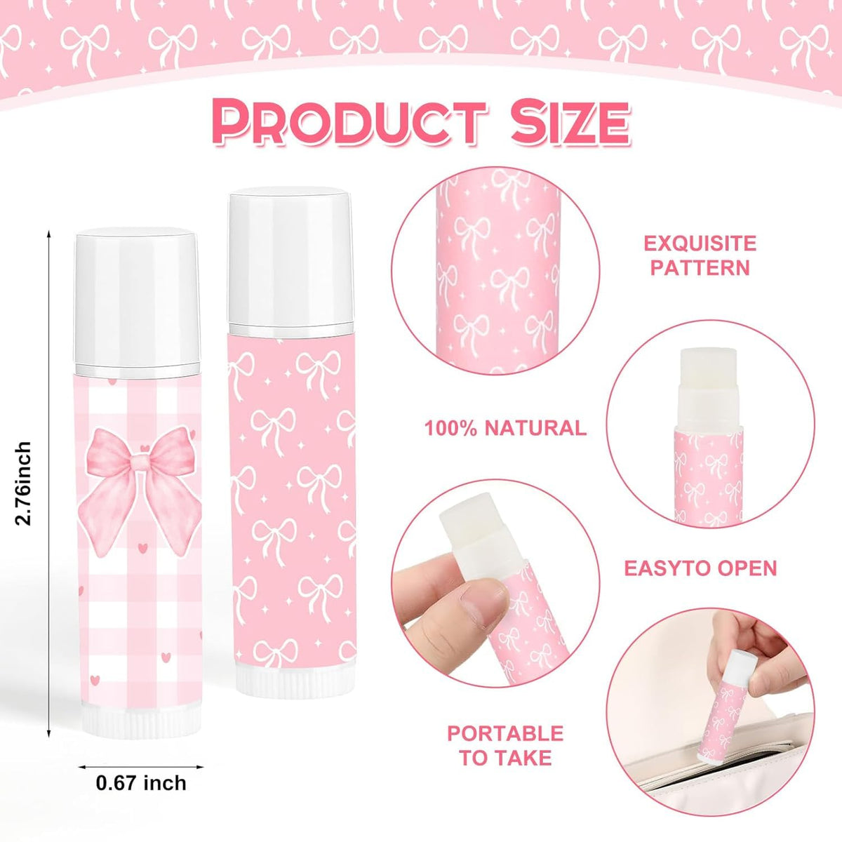 Piuaeue Pink Bow Lip Balm display at a wedding or shower.