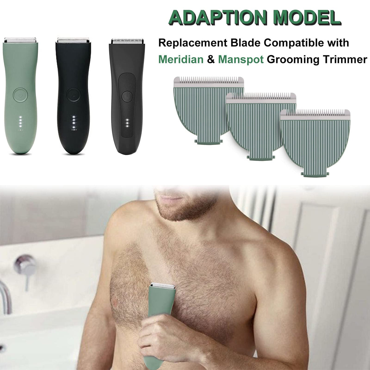 Piwerod ceramic-stainless blade assembly shown for Meridian grooming.