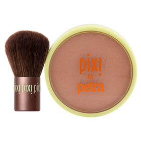 Pixi Beauty Bronzer Kabuki Brush compact close-up shows warm, natural glow.