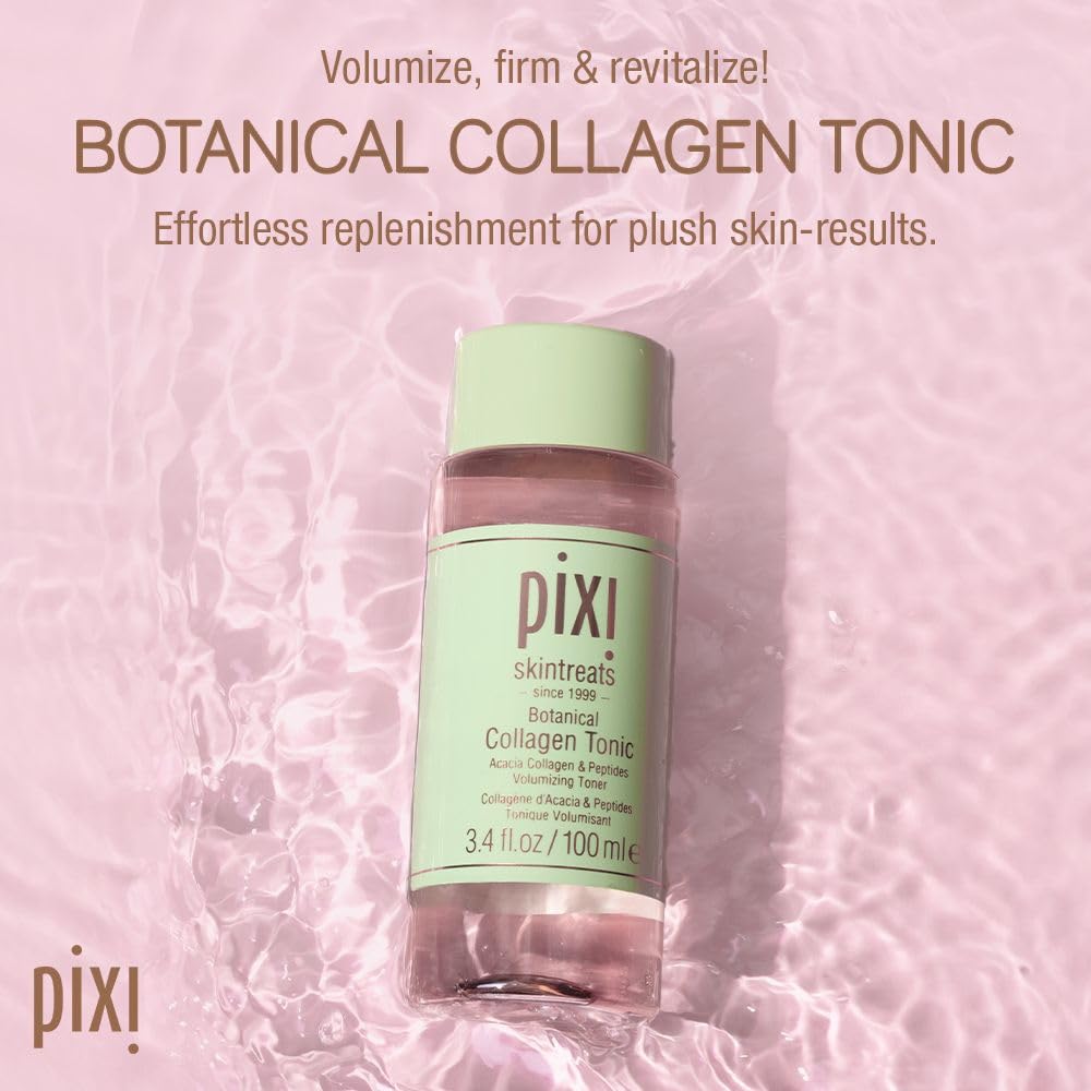 Pixi Botanical Collagen Tonic applied with cotton pad for even, refreshed skin.
