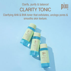 Pixi Clarity Tonic on cotton pad for easy AM/PM application.