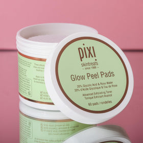 Pixi Glow Peel Pads face application demonstrates quick use for brighter skin.
