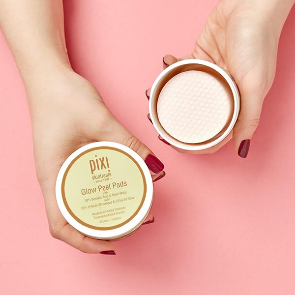 Pixi Glow Peel Pads pad closeup reveals cotton pads ready for gentle exfoliation.