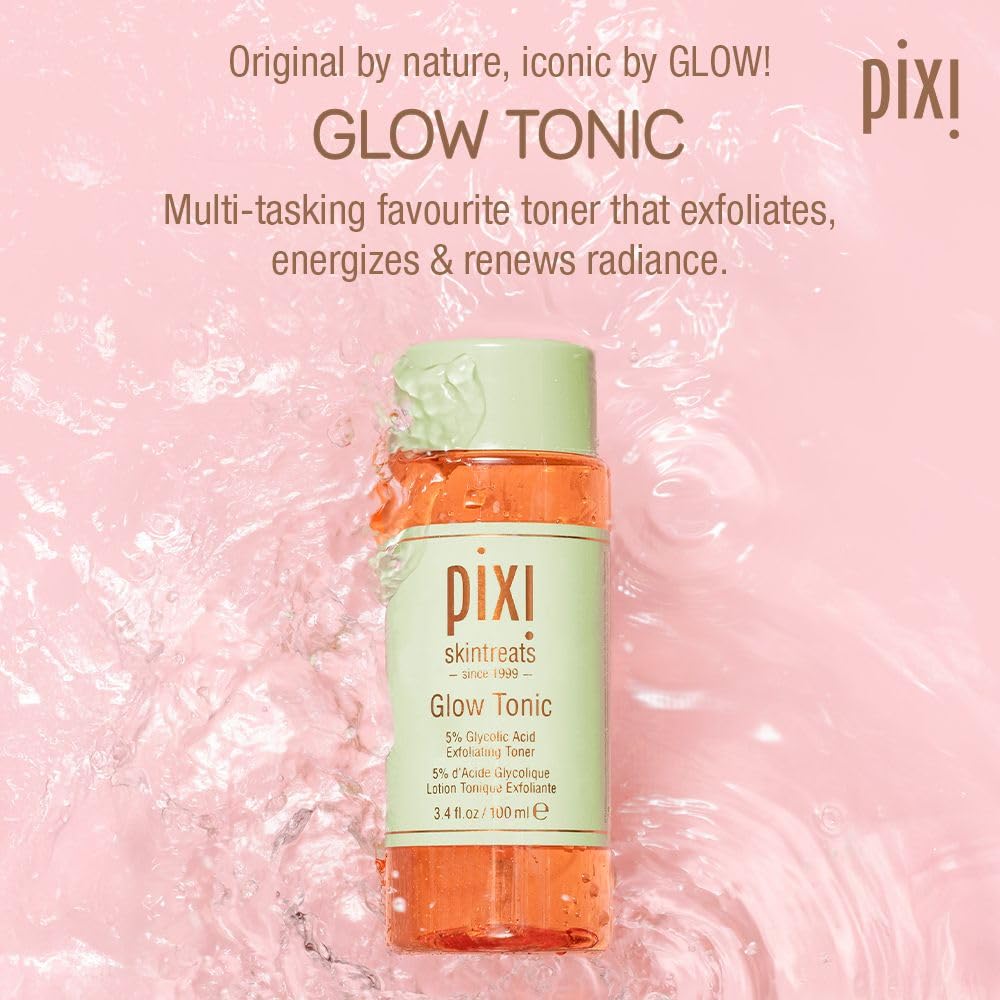 Pixi Glow Tonic cotton pad application demonstrates gentle exfoliation and prep.