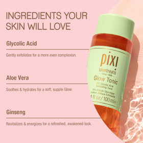 Pixi Glow Tonic with ginseng energizing the skin.