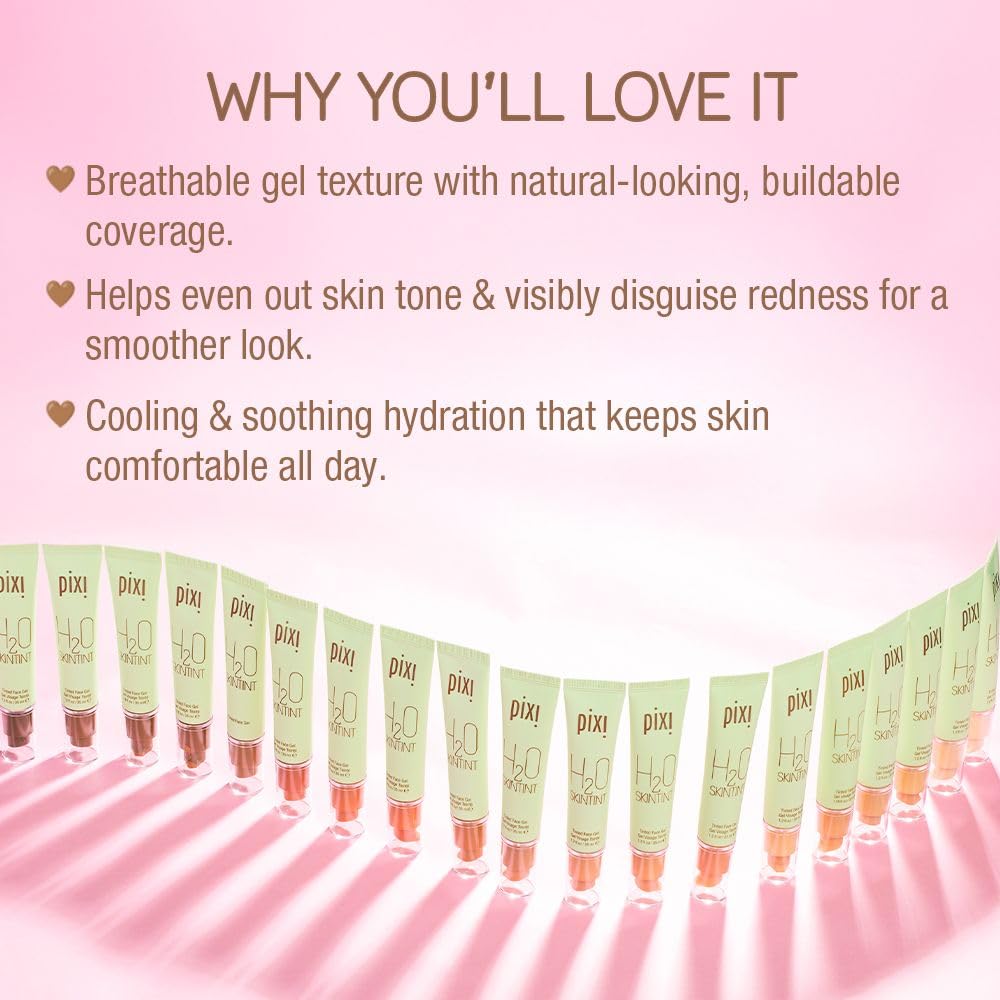 Pixi H2O SkinTint swirl on cheek demonstrates buildable coverage.