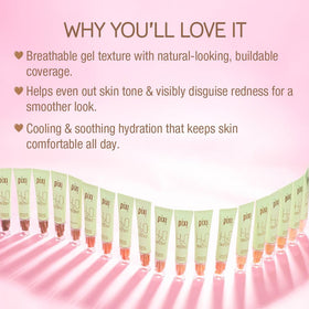 Pixi H2O SkinTint swirl on cheek demonstrates buildable coverage.